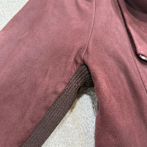 VINCE Brown Leather Draped Zip Moto Jacket Cashwool Chocolate Brown Size XL - Picture 16 of 16